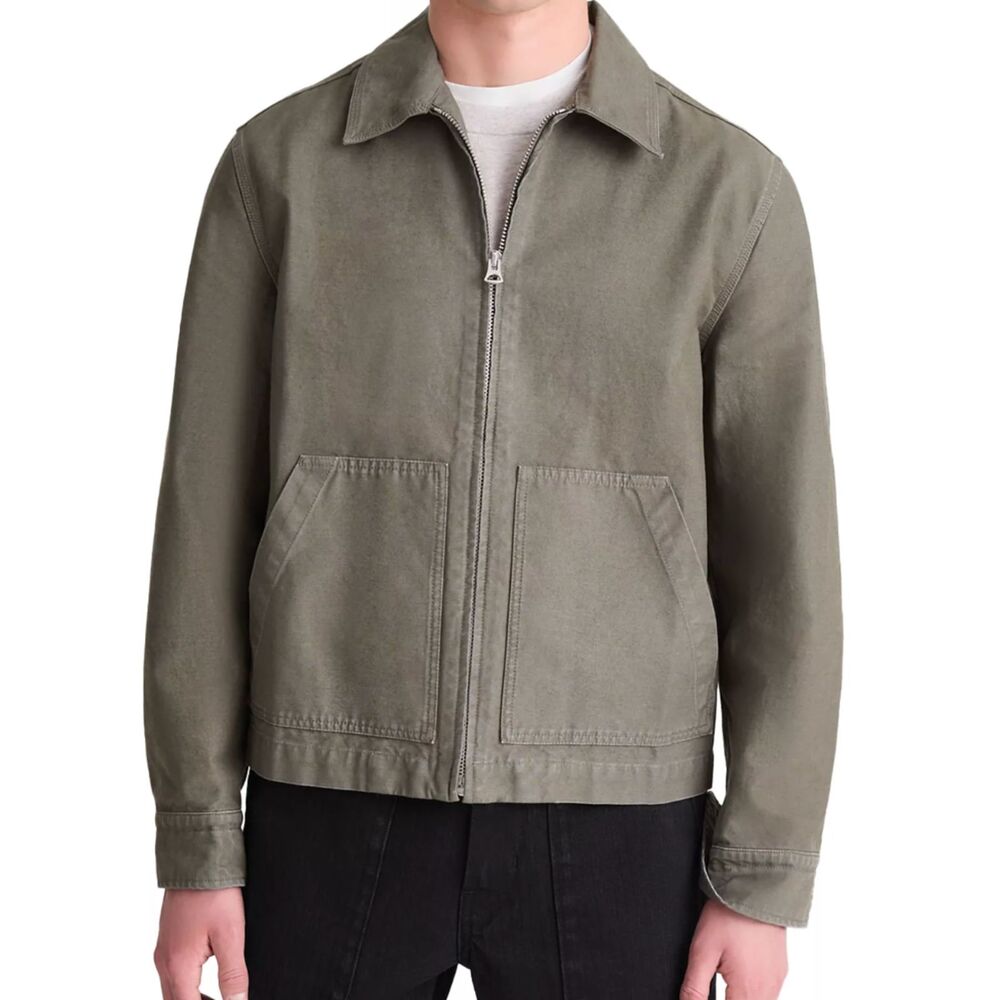 Madewell Mens Grey Zip Cotton Service Distressed Jacket Work Wear Farmcore L